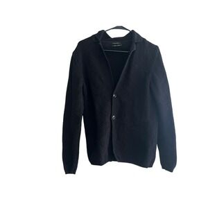 Massimo Dutti Men's Extra Fine Cardigan Black Sz M Designer Luxury Minimalist